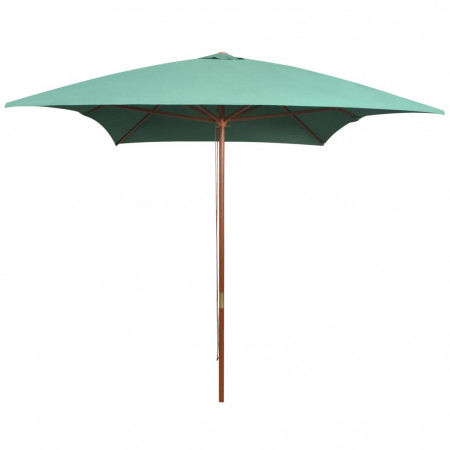 Umbrelă de soare cu stâlp de lemn 200x300 cm, verde - Img 1