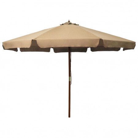Umbrelă de soare de exterior, stâlp din lemn, gri taupe, 330 cm - Img 1