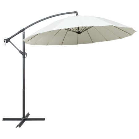 Umbrelă de soare suspendată, alb, 3 m, stâlp de aluminiu