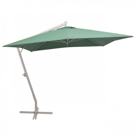 Umbrelă suspendată, stâlp de aluminiu, 300x300 cm, verde