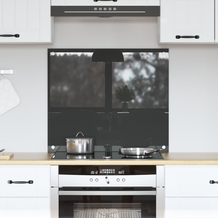 Backsplash pentru Bucătărie Gri Întunecat 70x60x0,6 cm Sticlă Temperată