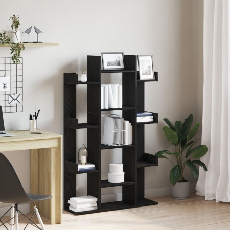Bibliotecă Neagră din Stejar 86x25,5x140 cm din Lemn prelucrat