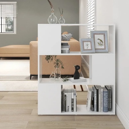 Bibliotecă/Separator cameră, alb, 80x24x94 cm, PAL