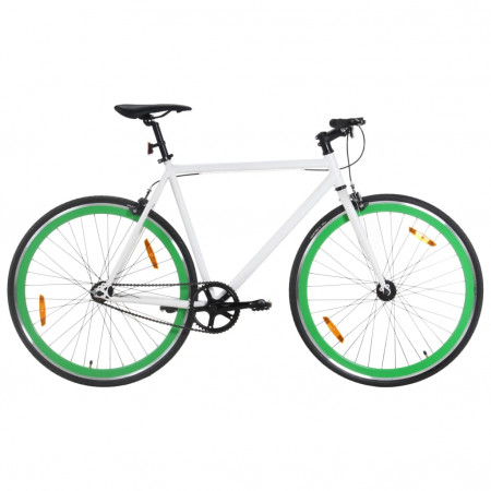 Bicicletă cu angrenaj fix, alb și verde, 700c, 51 cm