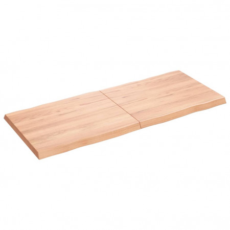 Blat masă, 120x50x4 cm, maro, lemn stejar tratat contur organic - Img 1