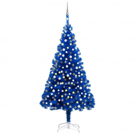 Brad Crăciun pre-iluminat cu set globuri, albastru, 240 cm, PVC - Img 1