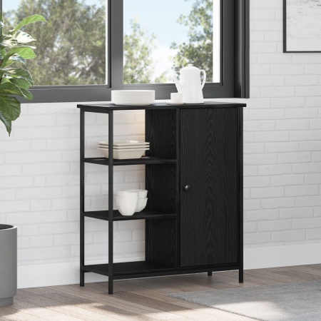 Bufet Negru Stejar 70x30x80 cm Lemn prelucrat