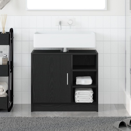 Cabinet pentru chiuvetă Stejar Negru 63x29x55 cm Lemn Prelucrat
