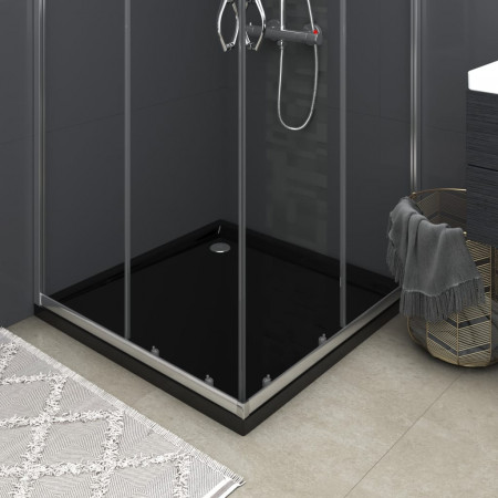 Cădiță de duș pătrată, negru, 80x80 cm, ABS