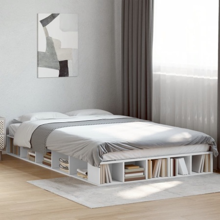 Cadru de pat, alb, 120x200 cm, lemn prelucrat