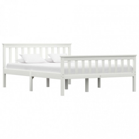 Cadru de pat, alb, 140 x 200 cm, lemn de pin masiv - Img 1