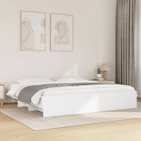 Cadru de pat alb 180x200 cm din lemn prelucrat