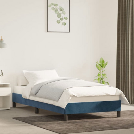 Cadru de pat, albastru închis, 100x200 cm, catifea - Img 1