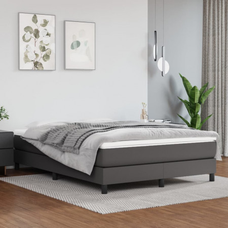 Cadru de pat box spring, gri, 140x190 cm, piele ecologică