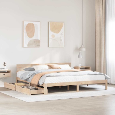 Cadru de pat cu sertare 180x200 cm lemn masiv pin
