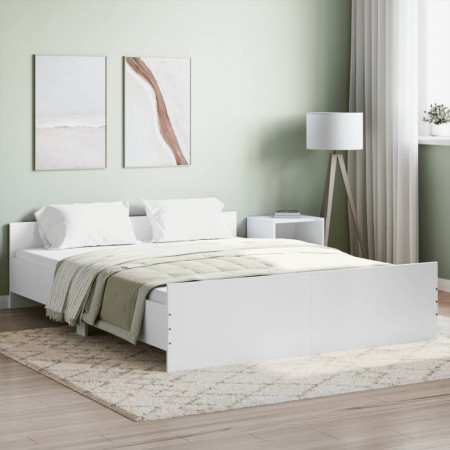 Cadru de pat cu tăblie, alb, 150x200 cm