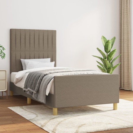 Cadru de pat cu tăblie, gri taupe, 100x200 cm, textil