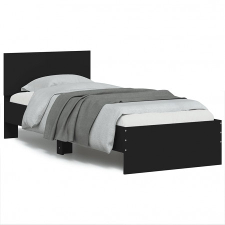 Cadru de pat cu tăblie, negru, 75x190 cm, lemn prelucrat