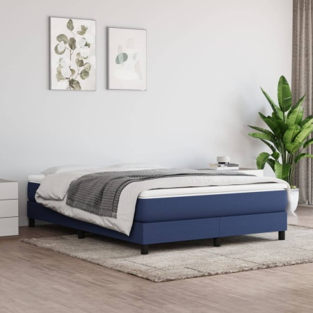 Cadru de pat fără saltea, albastru, 140x200 cm, textil