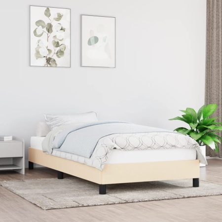 Cadru de pat fără saltea cremă 90x190 cm țesătură