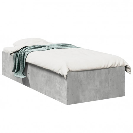 Cadru de pat, gri beton, 75x190 cm, lemn prelucrat