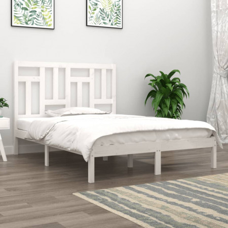 Cadru de pat King Size, alb, 150x200 cm, lemn masiv de pin