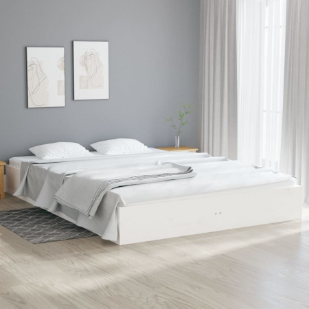 Cadru de pat Super King, alb, 180x200 cm, lemn masiv