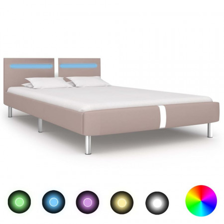 Cadru pat cu LED, cappuccino, 120x200 cm, piele artificială