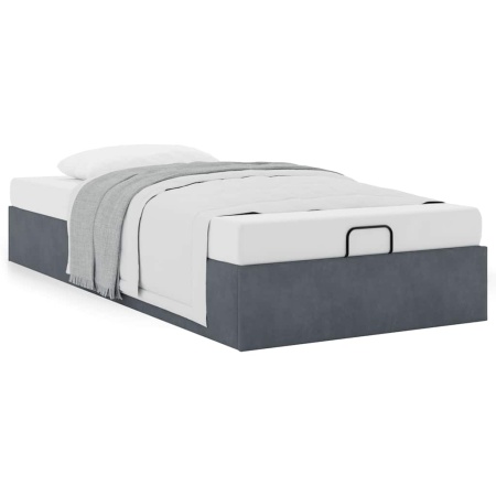 Cadru pat otoman fără saltea Gri închis 100x200 cm catifea