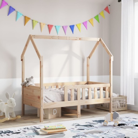 Cadru pat tip casă pentru copii, 70x140 cm, lemn masiv de pin