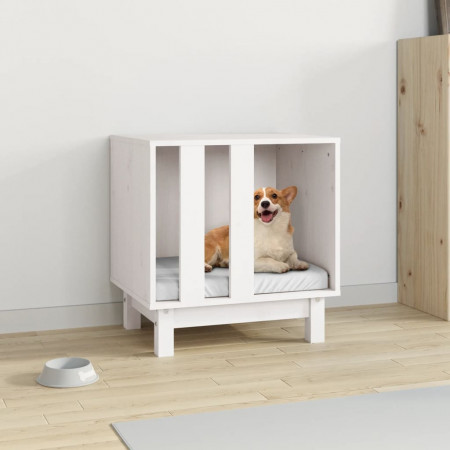Casă pentru câini, alb, 50x40x52 cm, lemn masiv de pin - Img 1