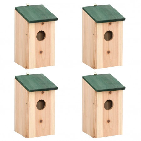 Căsuțe de păsări, 4 buc., 12x12x22 cm, lemn
