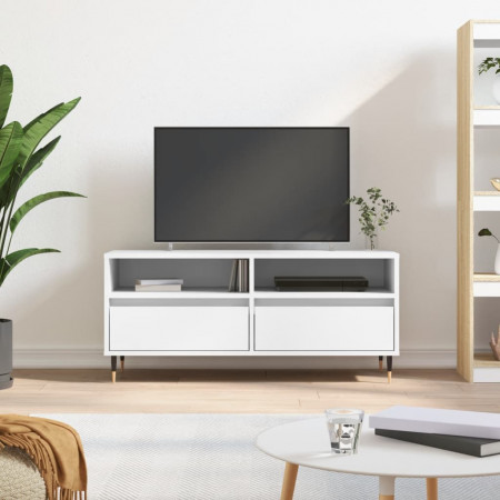 Comodă TV, alb, 100x34,5x44,5 cm, lemn prelucrat