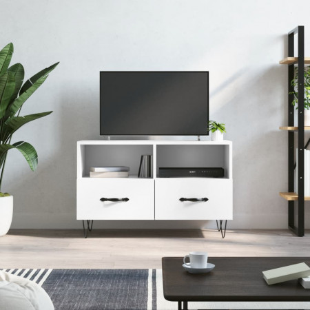 Comodă TV, alb, 80x36x50 cm, lemn prelucrat