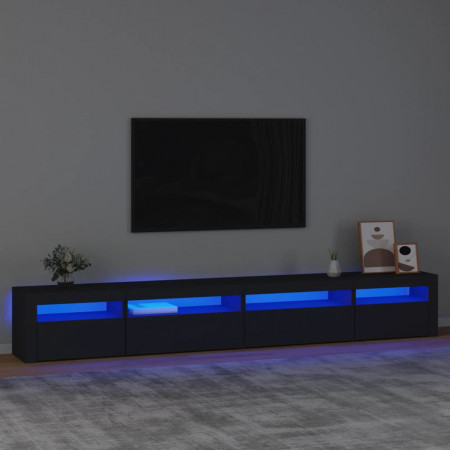 Comodă TV cu lumini LED, negru, 270x35x40 cm - Img 1