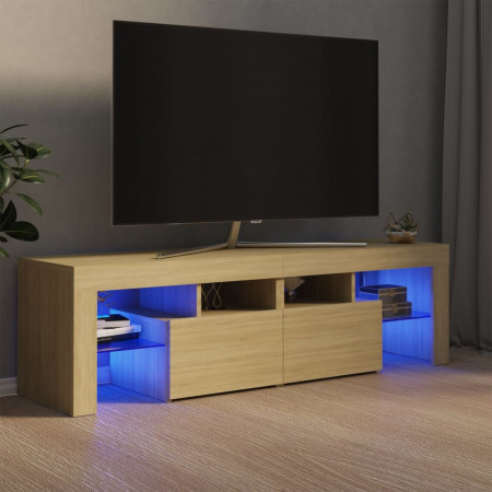 Comodă TV cu lumini LED, stejar Sonoma, 140x35x40 cm