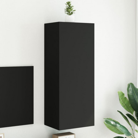 Comodă TV de perete, negru, 40,5x30x102 cm, lemn prelucrat