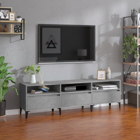 Comodă TV, gri beton, 150x30x44,5 cm, lemn prelucrat
