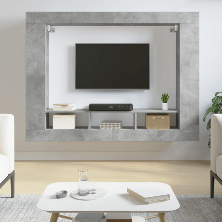 Comodă TV, gri beton, 152x22x113 cm, lemn prelucrat