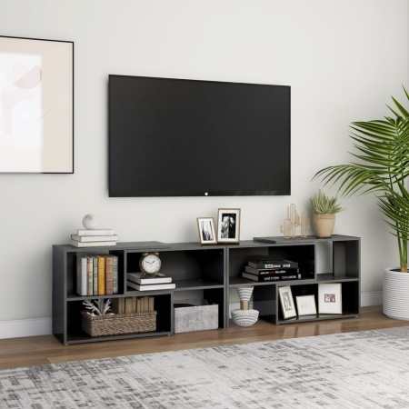 Comodă TV, gri extralucios, 149x30x52 cm, PAL