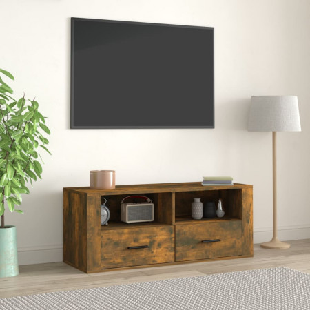 Comodă TV, stejar fumuriu, 100x35x40 cm, lemn prelucrat