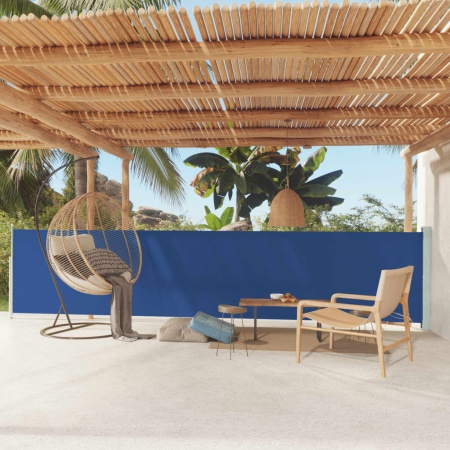 Copertină laterală retractabilă de terasă, albastru, 117x600 cm