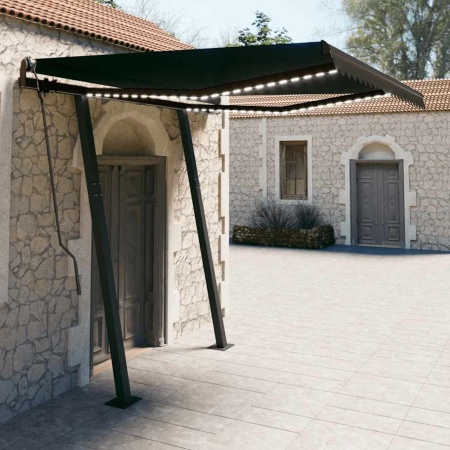 Copertină retractabilă manual cu LED, antracit, 3x2,5 m - Img 1