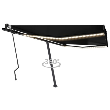 Copertină retractabilă manual cu LED, antracit, 400x300 cm