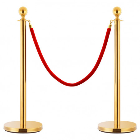 Cordon de delimitare pentru stâlpi, roșu și auriu, catifea