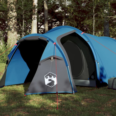 Cort de camping 4 persoane albastru, 360x135x105 cm, tafta 185T - Img 1