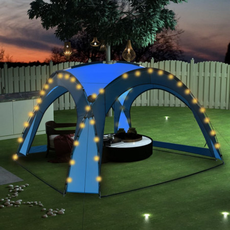 Cort petrecere cu LED &amp; 4 pereți laterali albastru 3,6x3,6x2,3m - Img 1