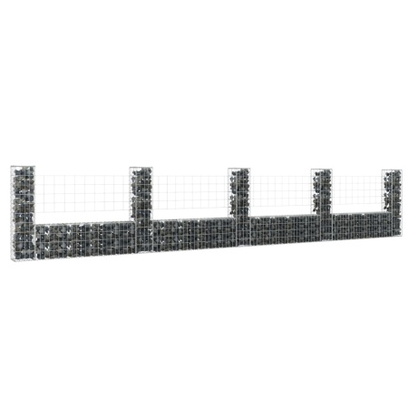 Coș de gabion în formă de U cu 5 stâlpi, 500x20x100 cm, fier