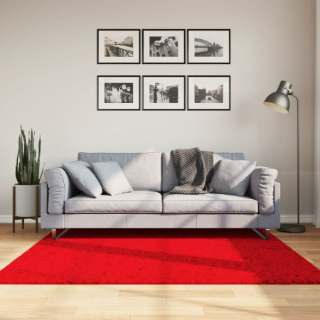 Covor HUARTE, fir scurt, moale și lavabil, roșu, 160x160 cm