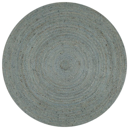 Covor manual, verde măsliniu, 120 cm, iută, rotund